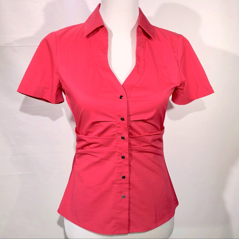 Elie Tahari Short Sleeve Button-Down Top (XS)